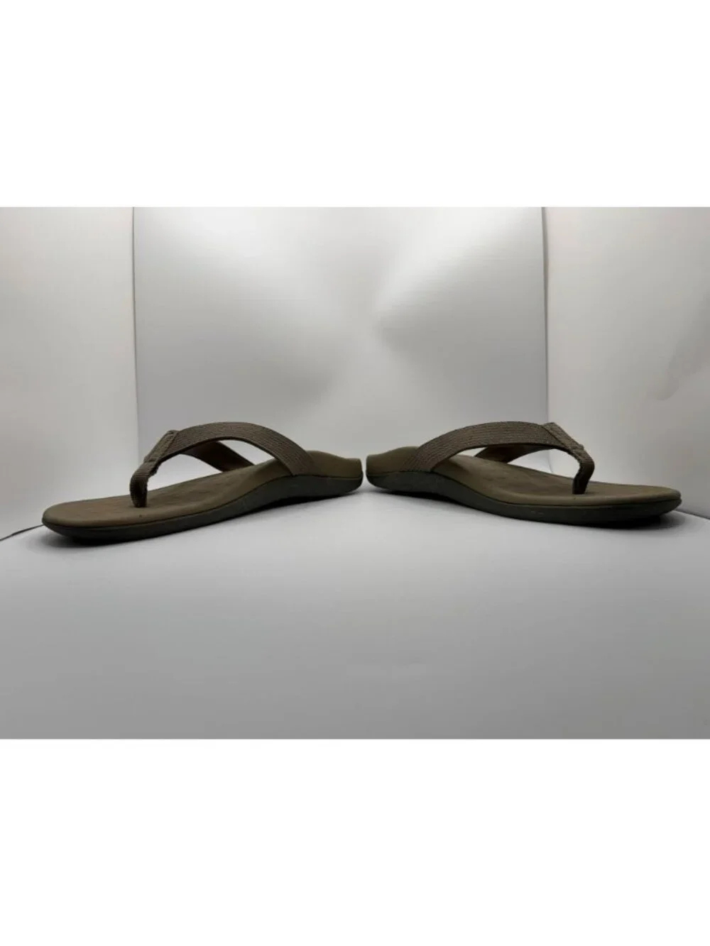 Vionic Wave Flip Flop Sandals Unisex MN 13/ WN 14 Khaki Mesh Ortho Arch Support